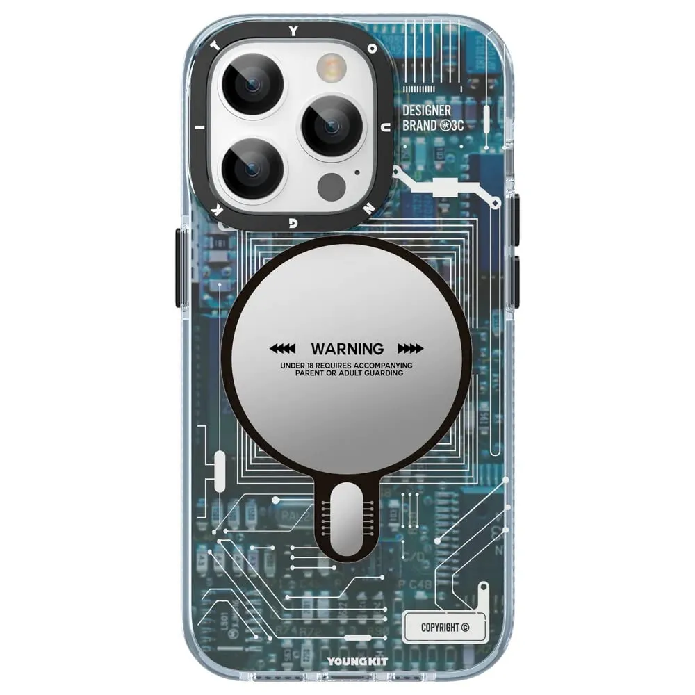 Futuristic Circuit Magnetic Safe Wireless Case for Apple iPhone 14 Pro [Military Grade Protection]
